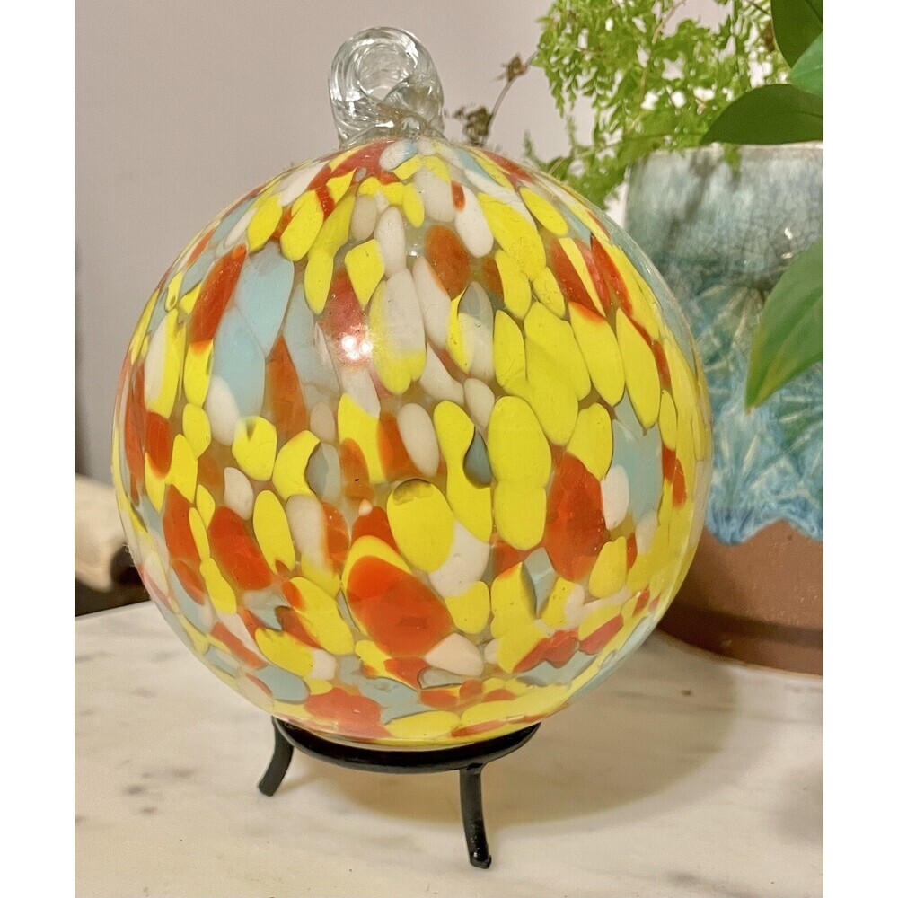 Yellow Friendship Ball XL 5”  Handblown Glass Orb Suncatcher